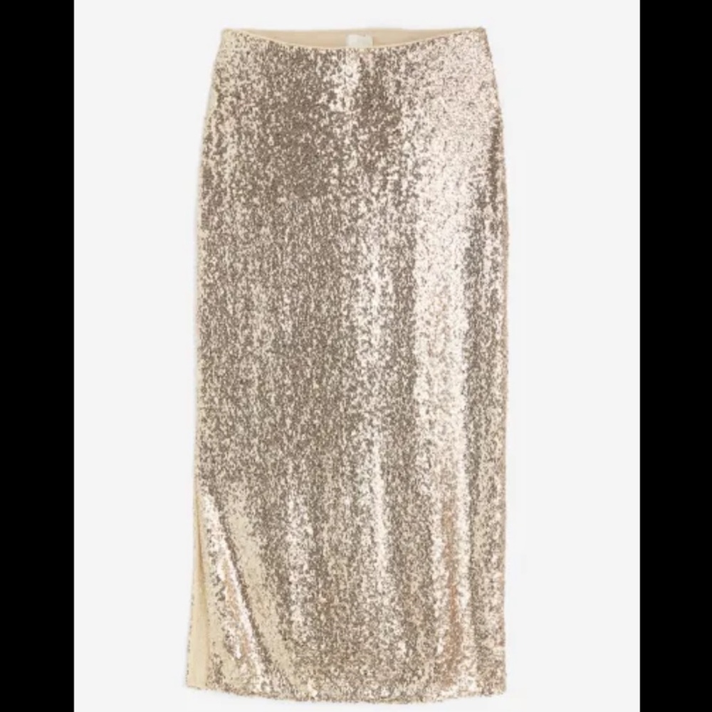 H&M Gold Sequin Midi Skirt